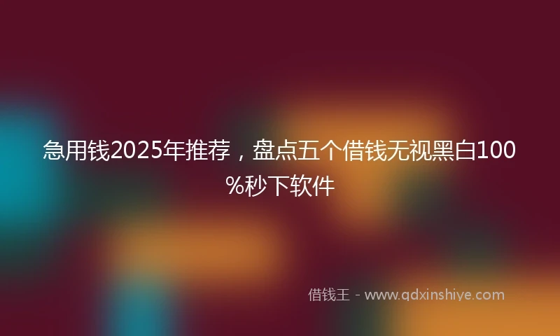 急用钱2025年推荐，盘点五个借钱无视黑白100%秒下软件
