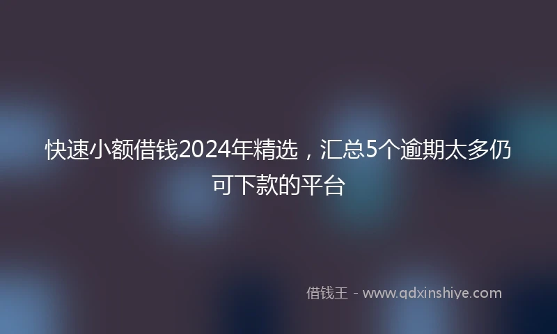 快速小额借钱2024年精选，汇总5个逾期太多仍可下款的平台