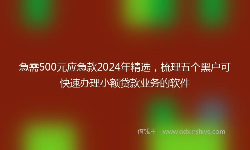 急需500元应急款2024年精选,梳理五个黑户可快速办理小额贷款业务的软件