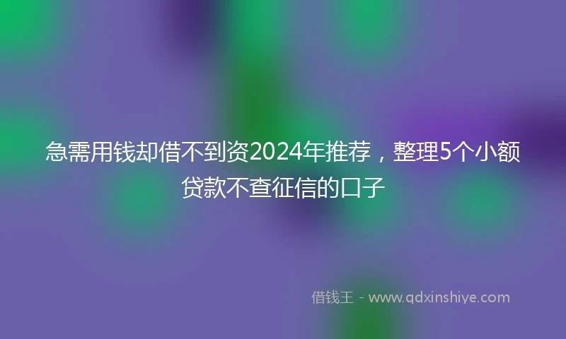 急需用钱却借不到资2024年推荐，整理5个小额贷款不查征信的口子