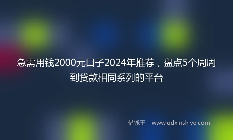 急需用钱2000元口子2024年推荐，盘点5个周周到贷款相同系列的平台