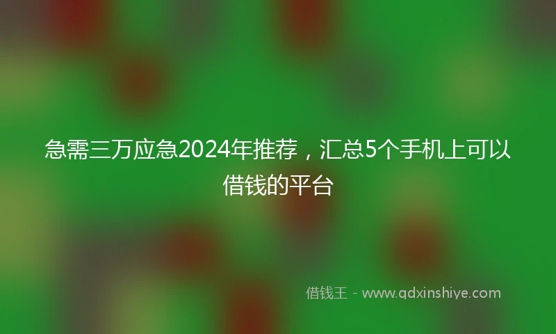 急需三万应急2024年推荐，汇总5个手机上可以借钱的平台