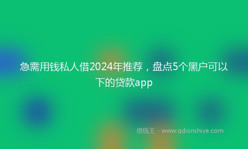 急需用钱私人借2024年推荐，盘点5个黑户可以下的贷款app