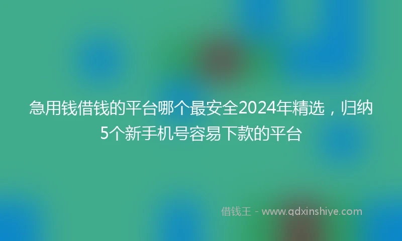 急用钱借钱的平台哪个最安全2024年精选，归纳5个新手机号容易下款的平台