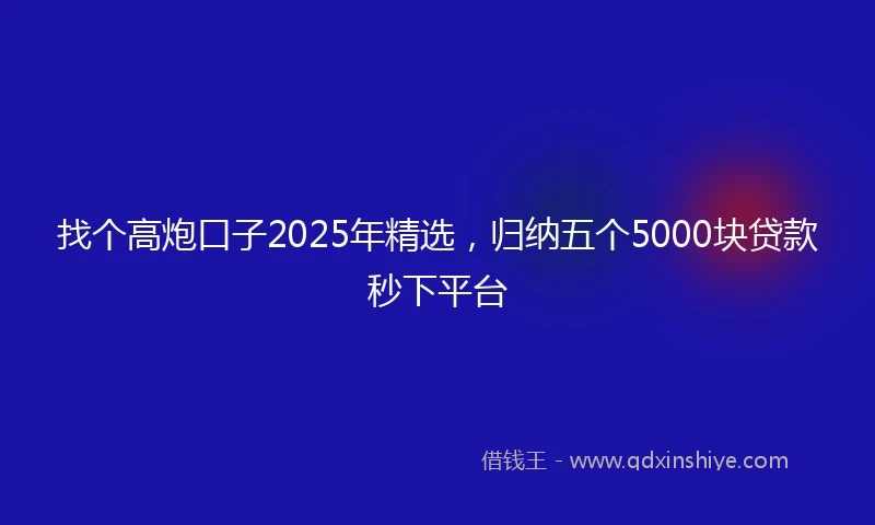 找个高炮口子2025年精选，归纳五个5000块贷款秒下平台