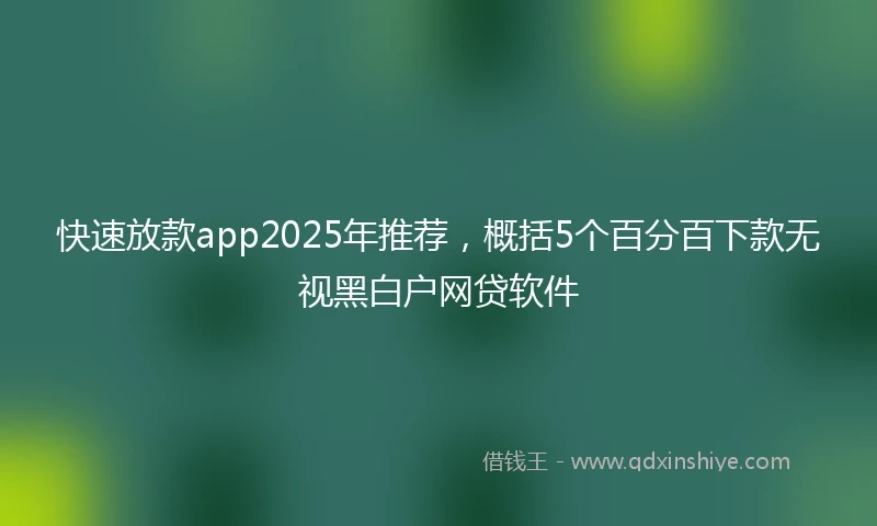 快速放款app2025年推荐，概括5个百分百下款无视黑白户网贷软件