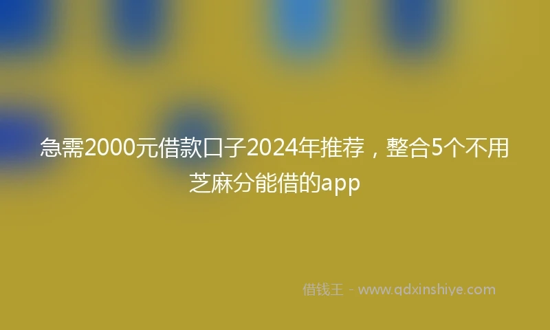 急需2000元借款口子2024年推荐，整合5个不用芝麻分能借的app