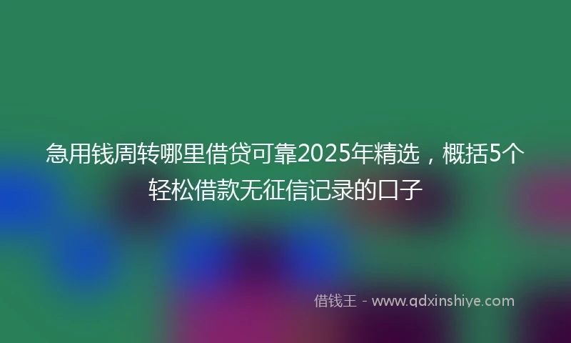 急用钱周转哪里借贷可靠2025年精选,概括5个轻松借款无征信记录的口子