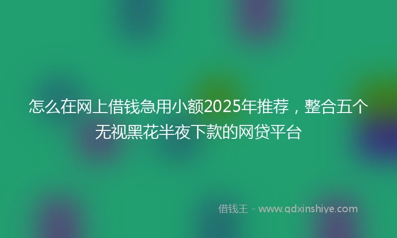 怎么在网上借钱急用小额2025年推荐，整合五个无视黑花半夜下款的网贷平台