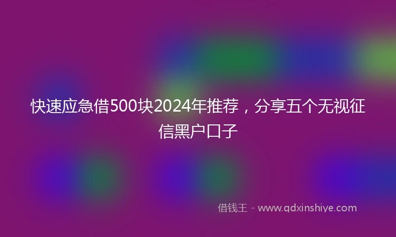 快速应急借500块2024年推荐，分享五个无视征信黑户口子