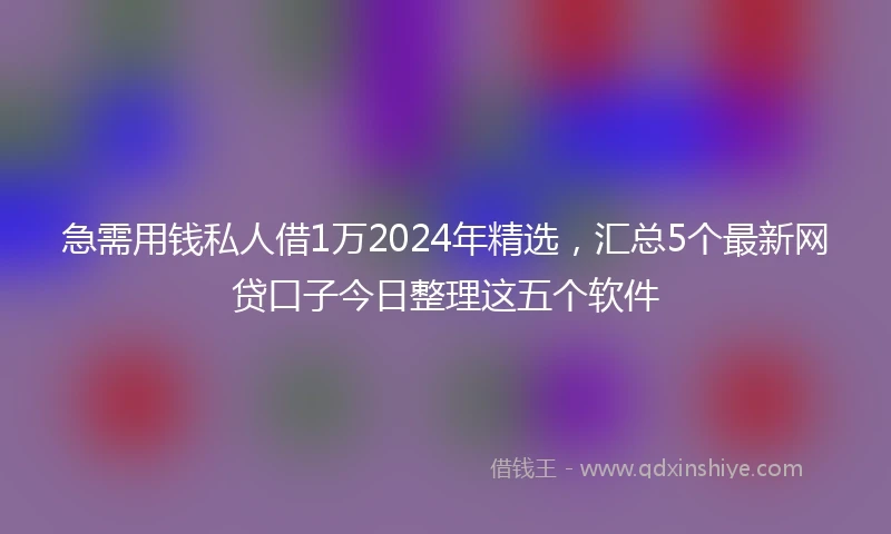 急需用钱私人借1万2024年精选，汇总5个最新网贷口子今日整理这五个软件