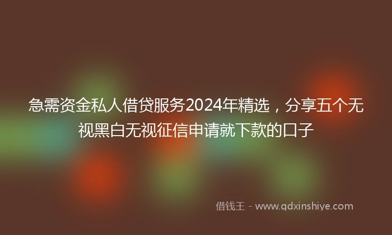 急需资金私人借贷服务2024年精选，分享五个无视黑白无视征信申请就下款的口子