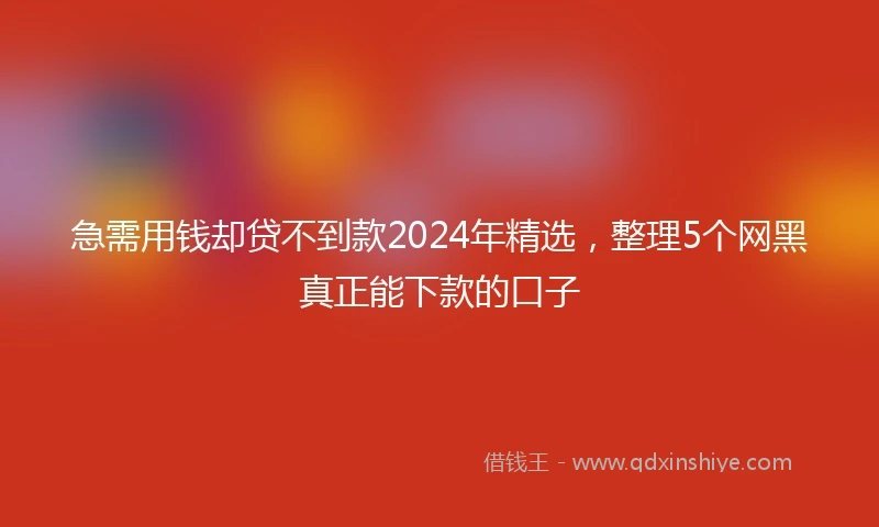 急需用钱却贷不到款2024年精选，整理5个网黑真正能下款的口子