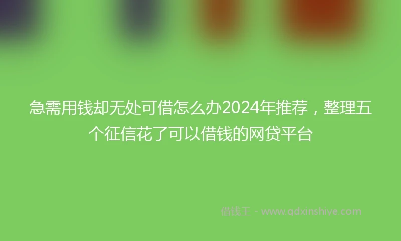 急需用钱却无处可借怎么办2024年推荐，整理五个征信花了可以借钱的网贷平台