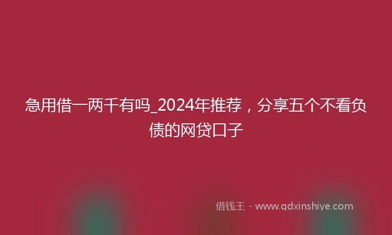 急用借一两千有吗_2024年推荐，分享五个不看负债的网贷口子