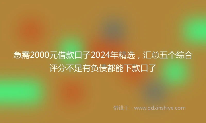 急需2000元借款口子2024年精选，汇总五个综合评分不足有负债都能下款口子