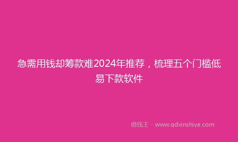 急需用钱却筹款难2024年推荐，梳理五个门槛低易下款软件