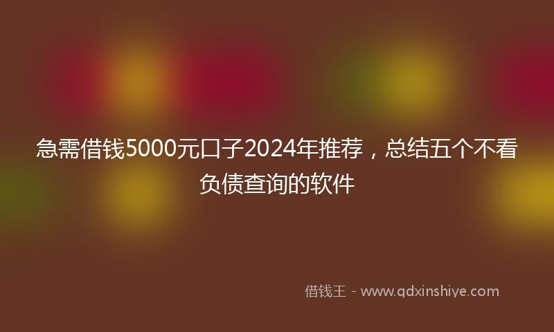 急需借钱5000元口子2024年推荐，总结五个不看负债查询的软件