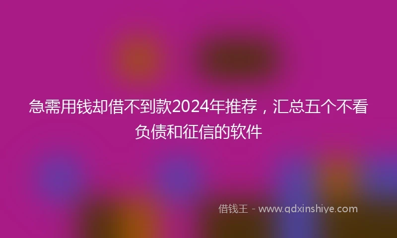 急需用钱却借不到款2024年推荐，汇总五个不看负债和征信的软件