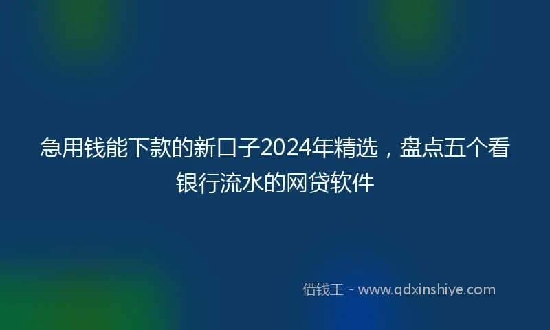 急用钱能下款的新口子2024年精选，盘点五个看银行流水的网贷软件