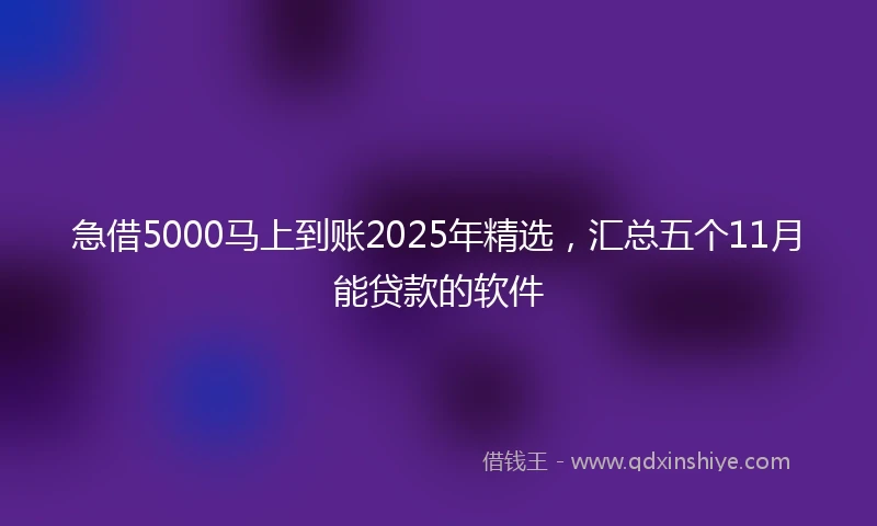 急借5000马上到账2025年精选，汇总五个11月能贷款的软件