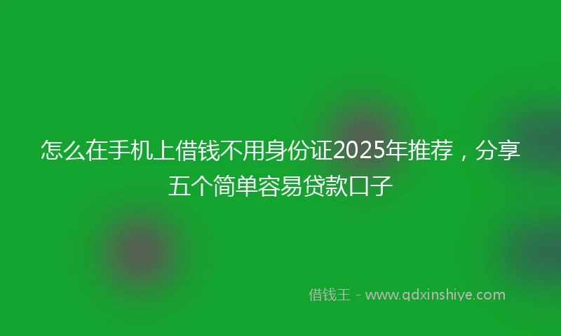 怎么在手机上借钱不用身份证2025年推荐，分享五个简单容易贷款口子