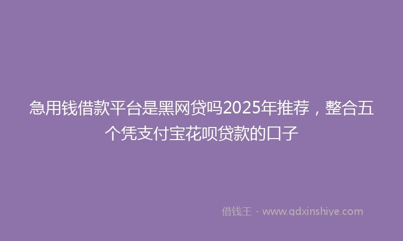 急用钱借款平台是黑网贷吗2025年推荐，整合五个凭支付宝花呗贷款的口子