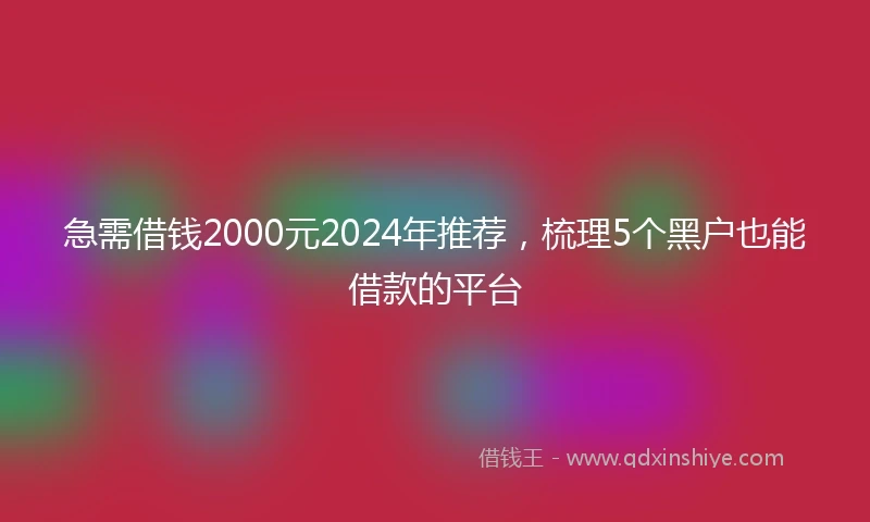 急需借钱2000元2024年推荐，梳理5个黑户也能借款的平台