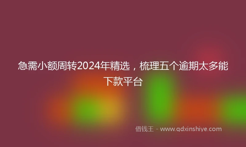 急需小额周转2024年精选，梳理五个逾期太多能下款平台