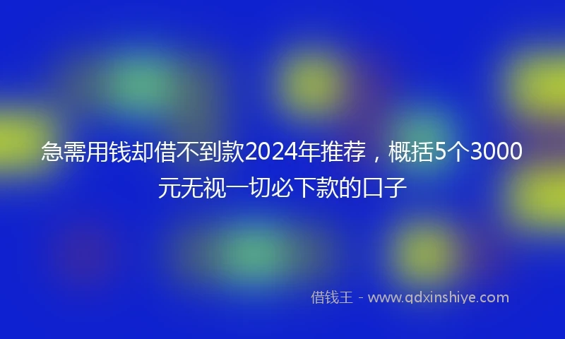 急需用钱却借不到款2024年推荐，概括5个3000元无视一切必下款的口子
