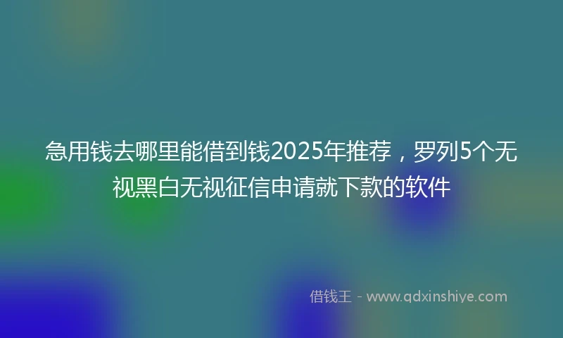 急用钱去哪里能借到钱2025年推荐，罗列5个无视黑白无视征信申请就下款的软件