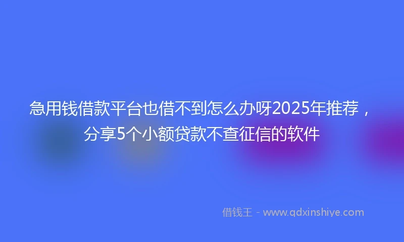 急用钱借款平台也借不到怎么办呀2025年推荐，分享5个小额贷款不查征信的软件