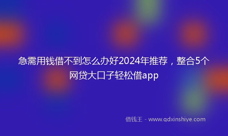 急需用钱借不到怎么办好2024年推荐，整合5个网贷大口子轻松借app