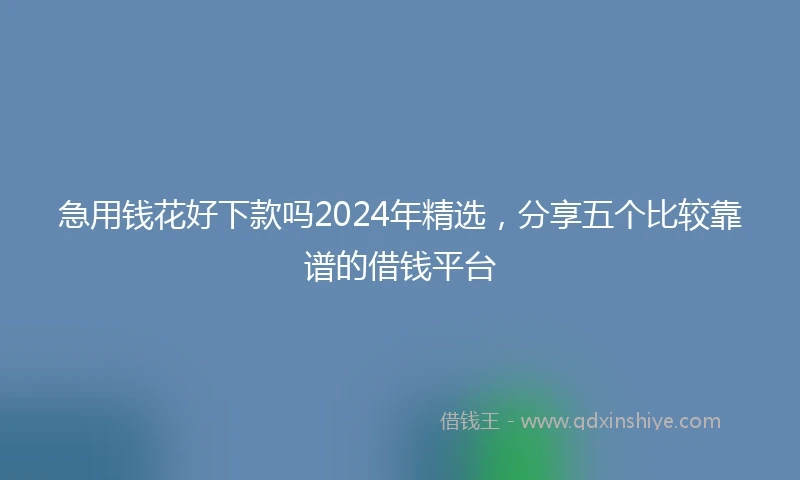 急用钱花好下款吗2024年精选，分享五个比较靠谱的借钱平台