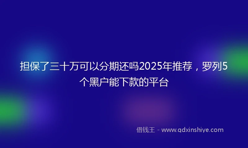 担保了三十万可以分期还吗2025年推荐，罗列5个黑户能下款的平台