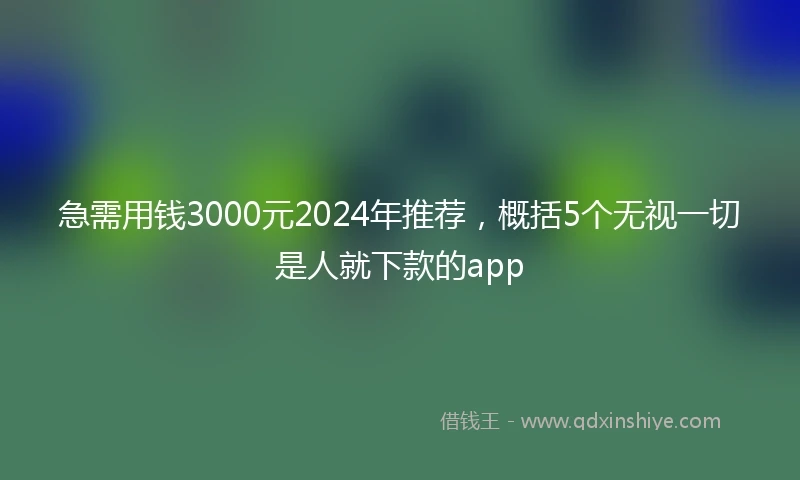 急需用钱3000元2024年推荐，概括5个无视一切是人就下款的app