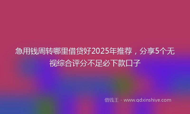 急用钱周转哪里借贷好2025年推荐,分享5个无视综合评分不足必下款口子