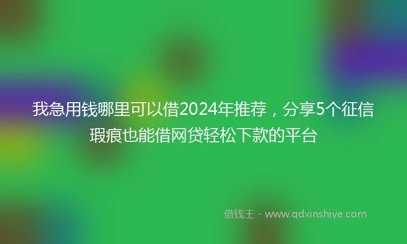 我急用钱哪里可以借2024年推荐,分享5个征信瑕疵也能借网贷轻松下款的平台