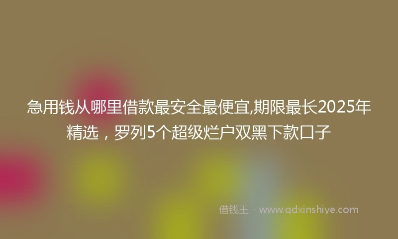 急用钱从哪里借款最安全最便宜,期限最长2025年精选，罗列5个超级烂户双黑下款口子
