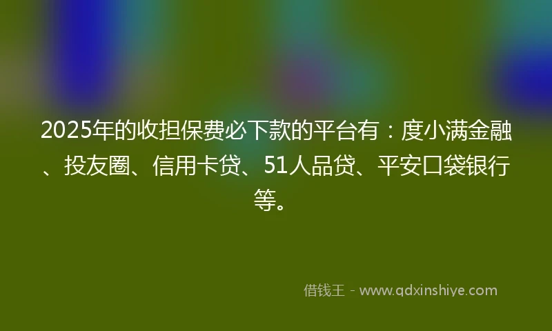 2025年的收担保费必下款的平台有：度小满金融、投友圈、信用卡贷、51人品贷、平安口袋银行等。