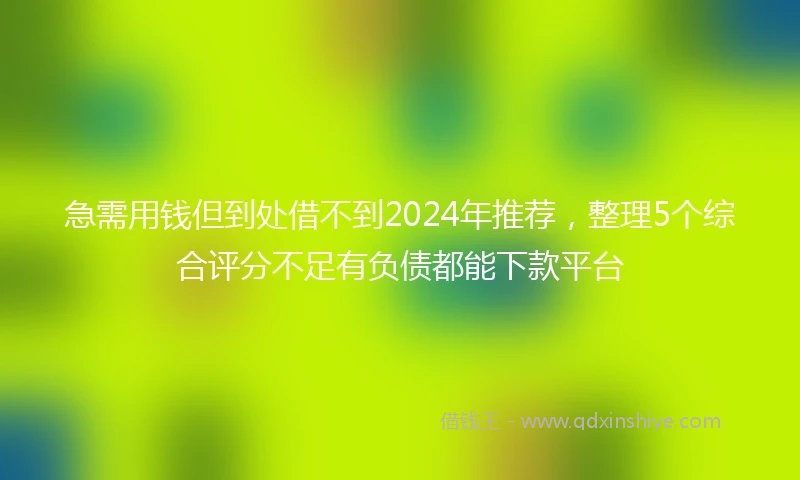 急需用钱但到处借不到2024年推荐，整理5个综合评分不足有负债都能下款平台