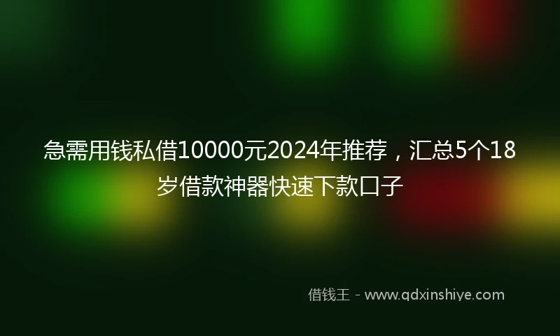 急需用钱私借10000元2024年推荐，汇总5个18岁借款神器快速下款口子
