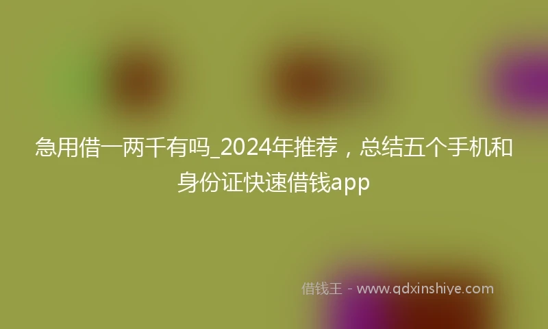 急用借一两千有吗_2024年推荐，总结五个手机和身份证快速借钱app