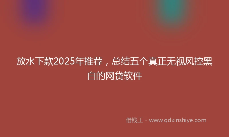 放水下款2025年推荐，总结五个真正无视风控黑白的网贷软件
