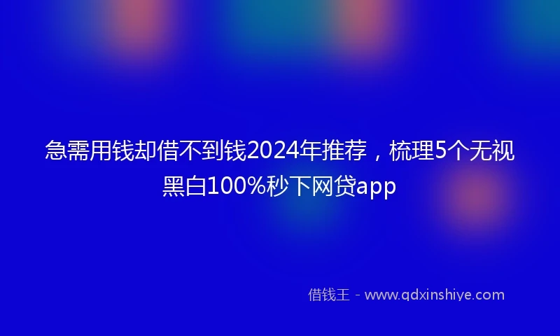 急需用钱却借不到钱2024年推荐，梳理5个无视黑白100%秒下网贷app