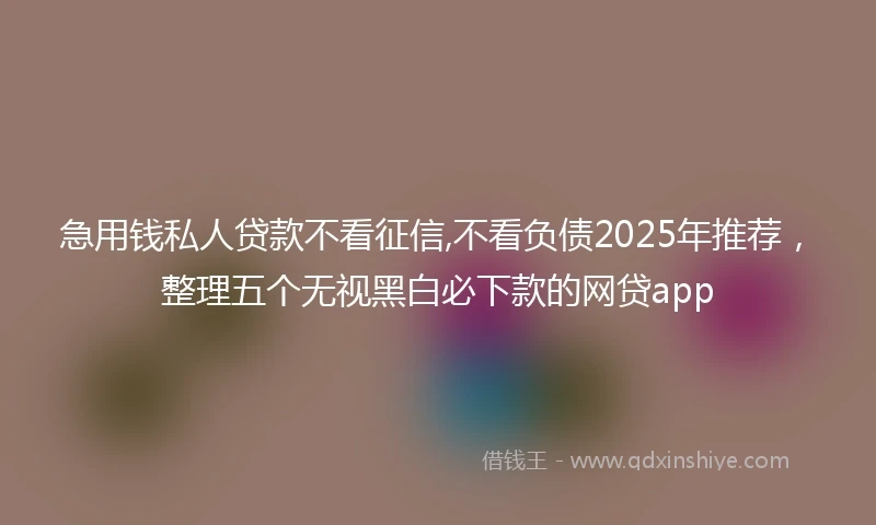 急用钱私人贷款不看征信,不看负债2025年推荐，整理五个无视黑白必下款的网贷app