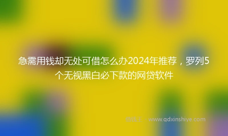 急需用钱却无处可借怎么办2024年推荐，罗列5个无视黑白必下款的网贷软件