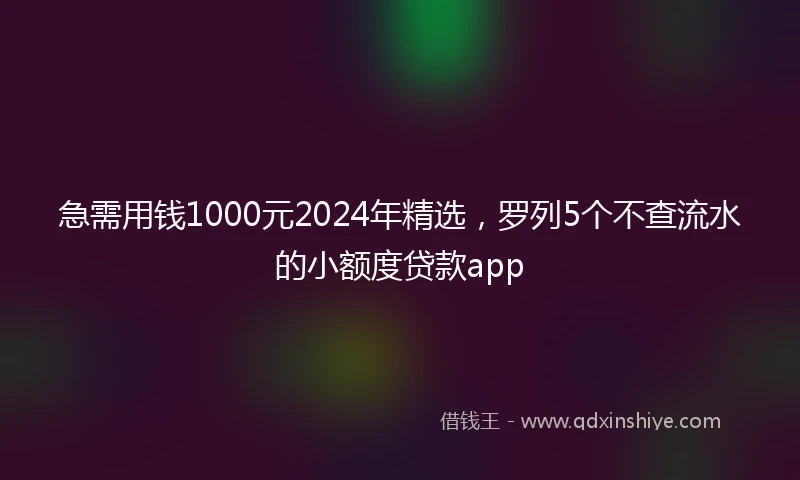 急需用钱1000元2024年精选，罗列5个不查流水的小额度贷款app