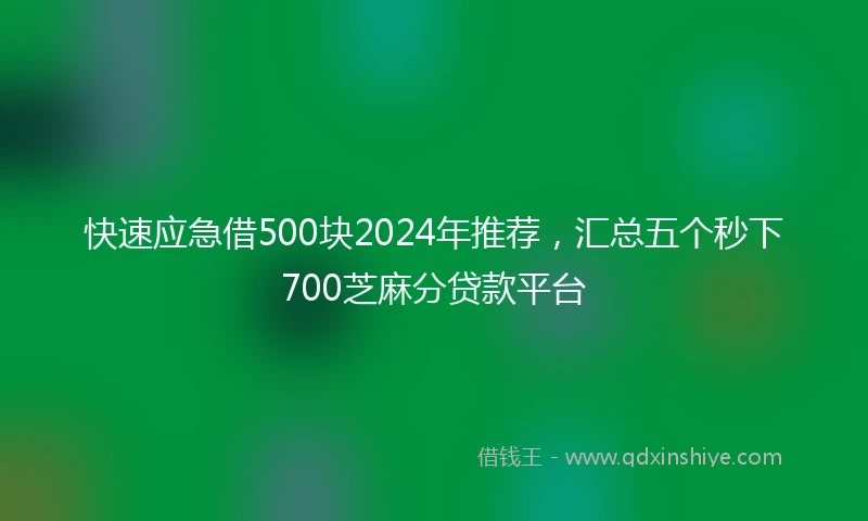 快速应急借500块2024年推荐，汇总五个秒下700芝麻分贷款平台