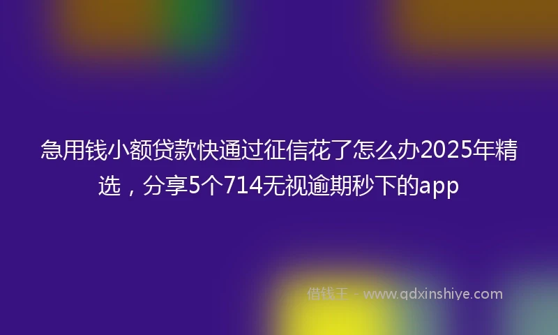 急用钱小额贷款快通过征信花了怎么办2025年精选，分享5个714无视逾期秒下的app